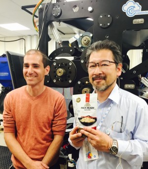 Inventor and R&D project manager Dr Asaf Salant (left) and Mach Machikawa, flexible packaging segment manager for HP Indigo worldwide.